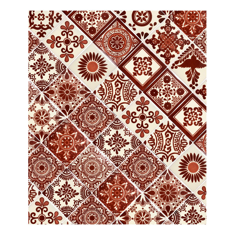 Azulejo 10.5cm Artesanal Talavera Liso 90pz Surtido Terracot