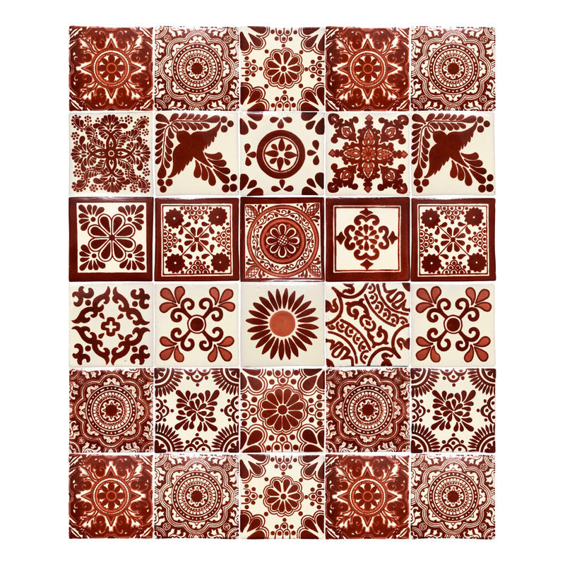 Azulejo 10.5cm Artesanal Talavera Liso 90pz Surtido Terracot