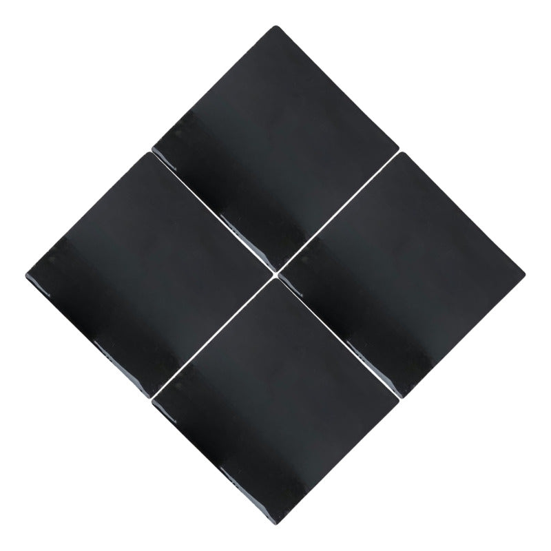 Azulejo 10.5cm Artesanal Talavera Liso 90pz Colores Negro