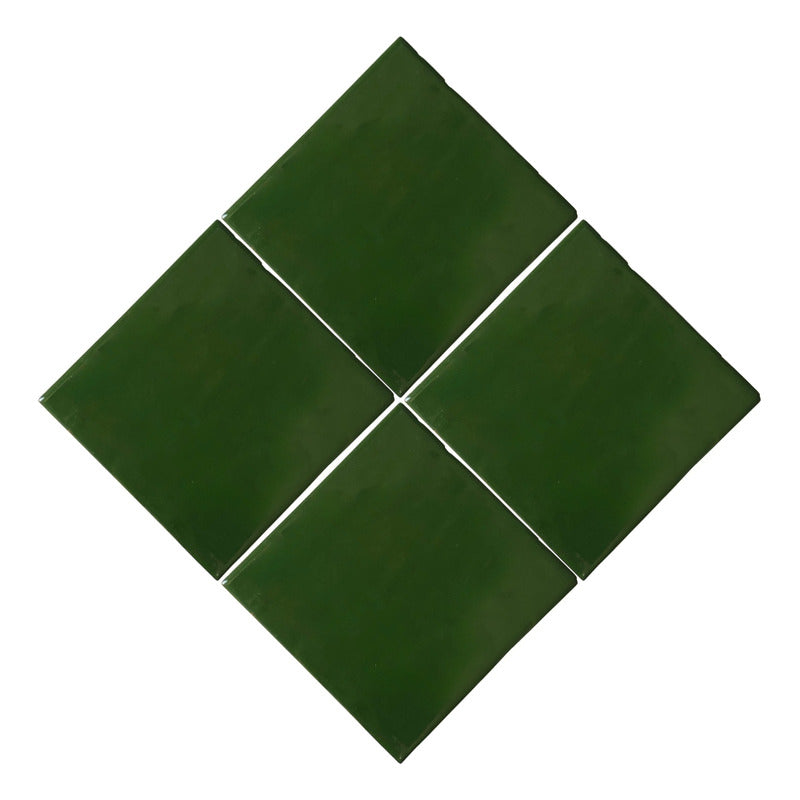 Azulejo 10.5cm Artesanal Talavera Liso 90pz Colores Verde Cromo