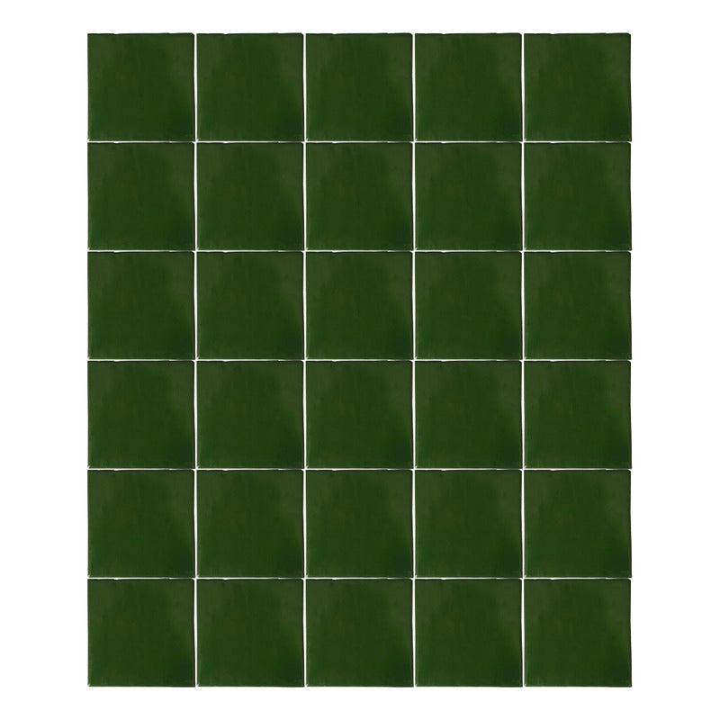 Azulejo 10.5cm Artesanal Talavera Liso 90pz Colores Verde Cromo