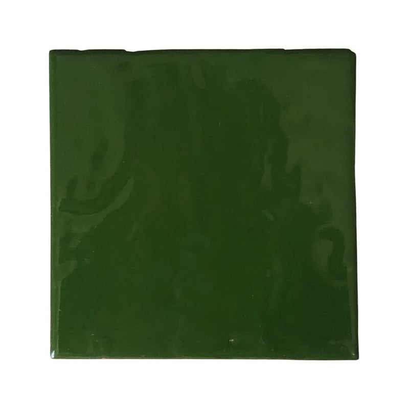 Azulejo 10.5cm Artesanal Talavera Liso 90pz Colores Verde Cromo