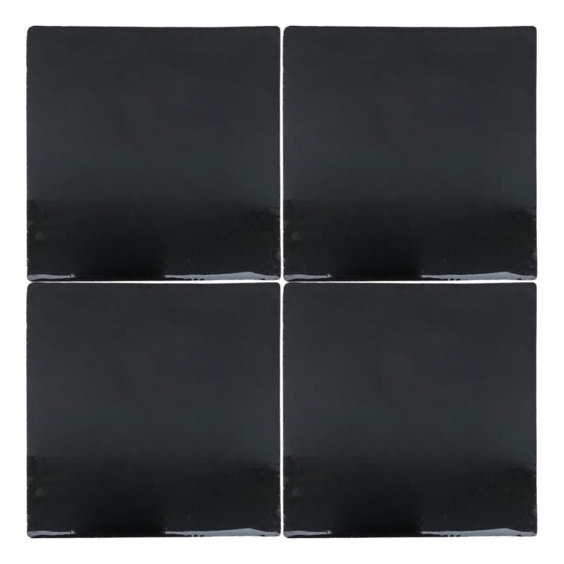 Azulejo 10.5cm Artesanal Talavera Liso 90pz Colores Negro