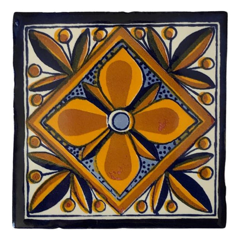 Azulejo 10.5cm Artesanal Talavera Liso 90pz #acln-28